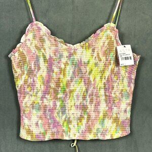 Astr The Label Top Womens Large Multicolor Lace Up Cropped Tie Dye NWT